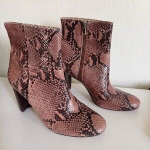 Ann Taylor | Tallulah Snakeskin Embossed Leather Booties